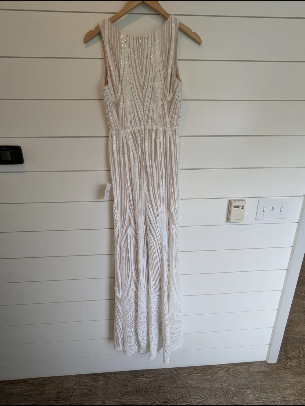 Lulus Wedding Dress Sequen Plunge Neck Splendorous Love Size XS Vintage Inspired - Picture 7 of 12